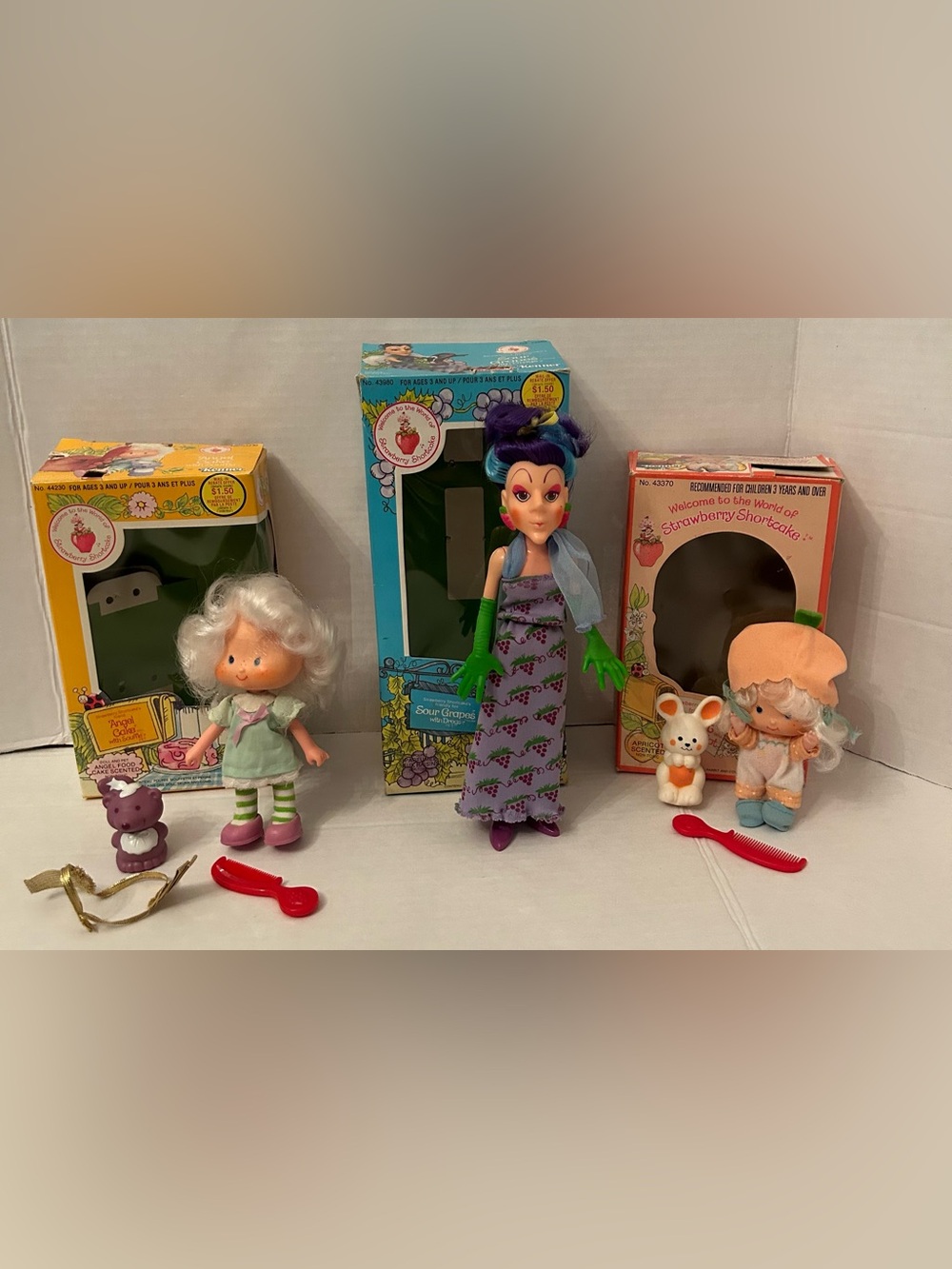 Vintage Strawberry Shortcake Friends Dolls - Angel Cake / Sour Grapes / Apricot